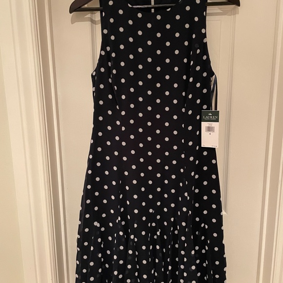 NEW Lauren Petite Polka-Dot Dress - Picture 1 of 5